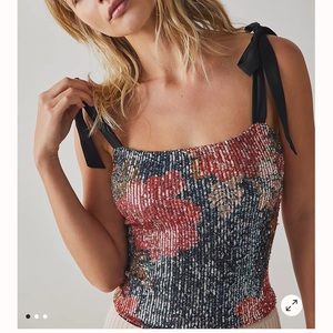 NWT FREE PEOPLE NIGHT GARDEN SEQUIN TUBE TOP - SIZE M